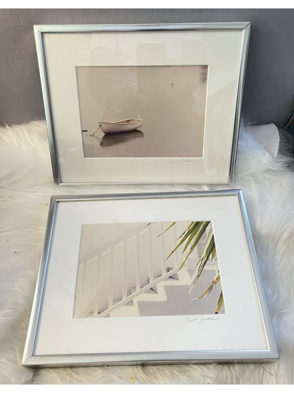 Set of 2 Framed Landscape Photographs Coastal Beach Decor Signed Pair